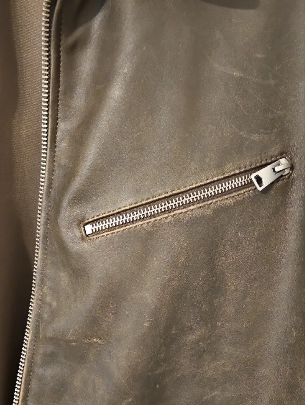 Quince Oversized Leather Bomber Jacket For Women In Distressed Brown Size Medium - Picture 5 of 9